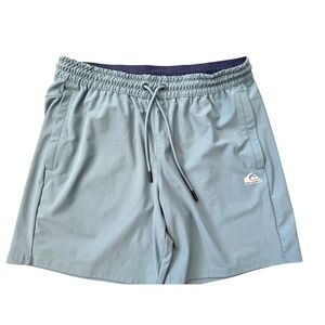 Quiksilver DryFlight Shorts Mens Large Blue Gray Athletic Training Regularn Fit